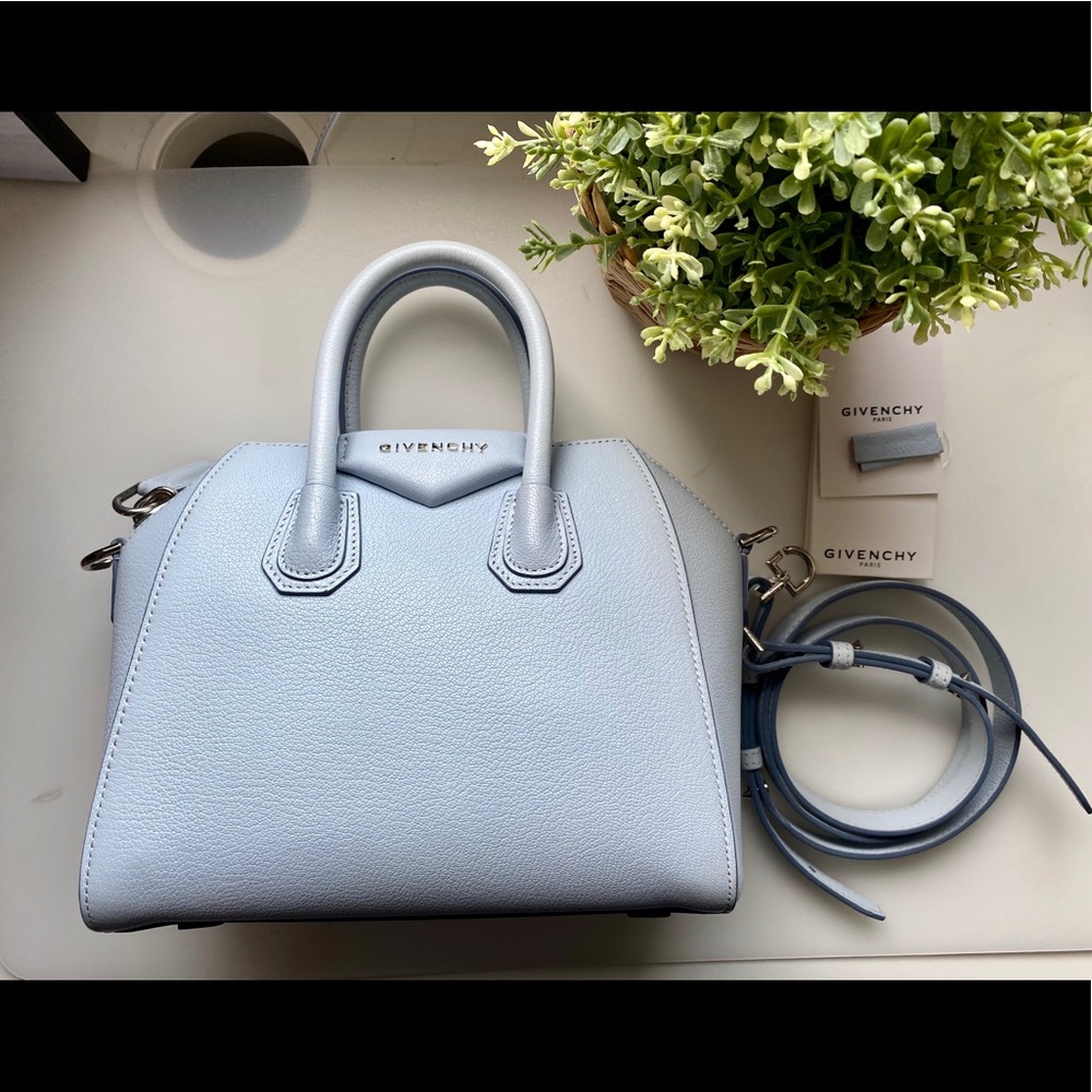 Givenchy Antigona mini and baby blue goat skin
